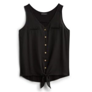 Fortune + Ivy Bendry Mixed Material Tie Front Sleeveless Blouse - Medium